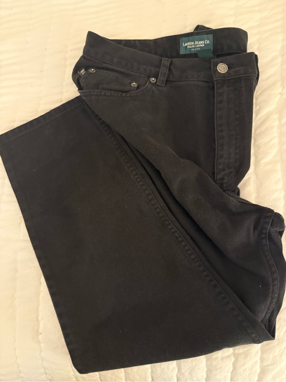 Ralph Lauren Lauren Jeans Co Black Jeans 14P Petite 100% Cotton Vintage